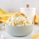 head on photo of banana fluff pudding.