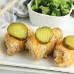 Pickle chicken on a plate.