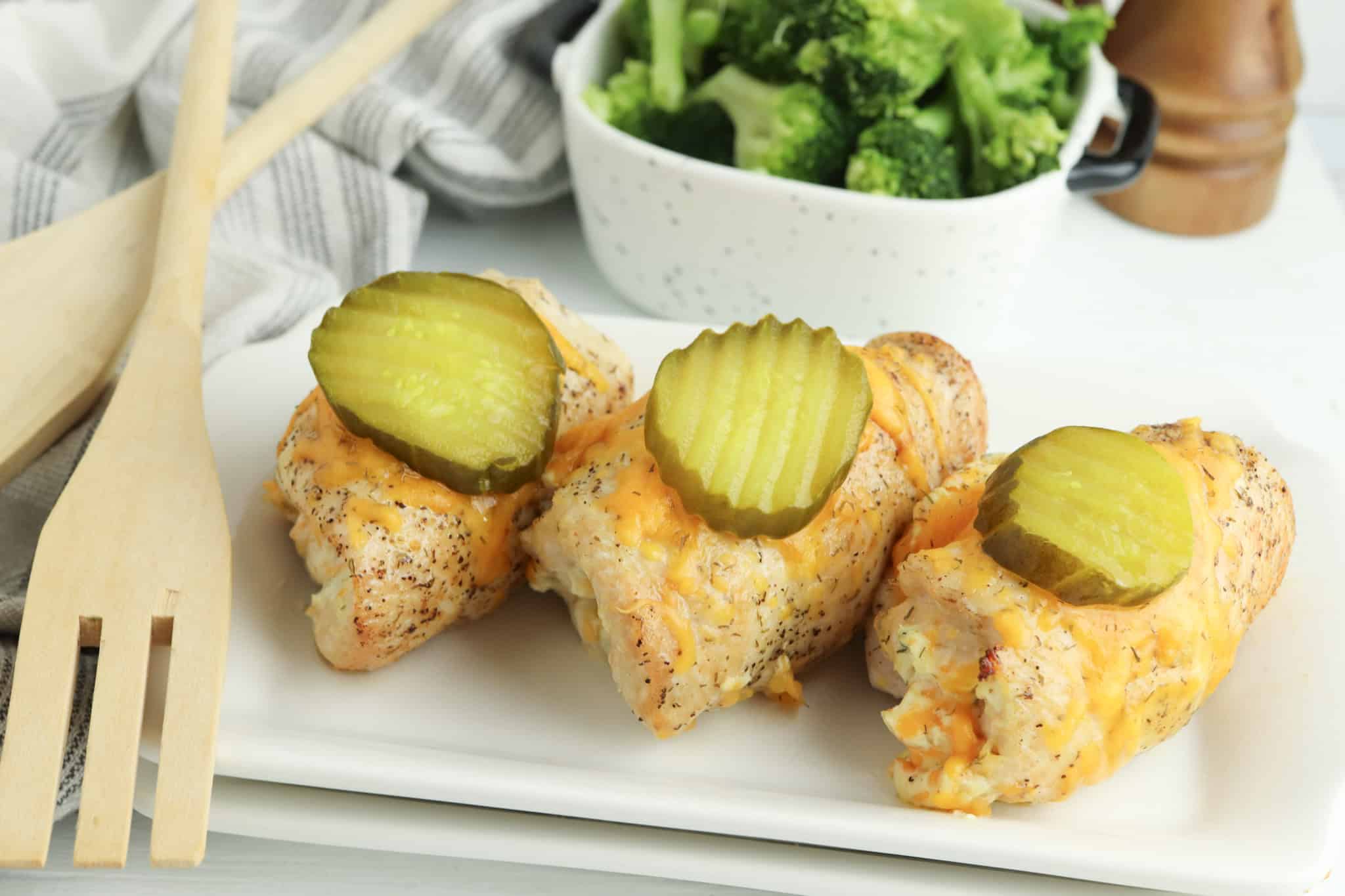 Pickle chicken on a plate.