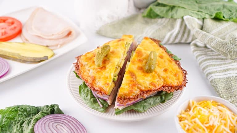 low carb pickle cheese bread sandwich.