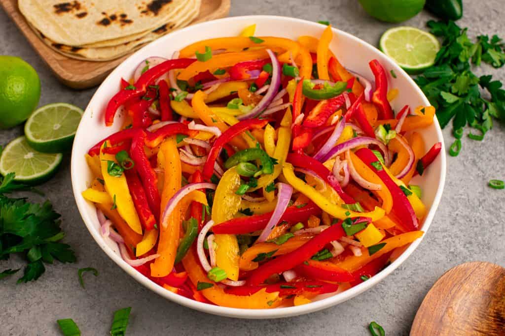 Bell Pepper Slaw tossed in a bowl.
