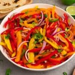 Bell Pepper Slaw tossed in a bowl.