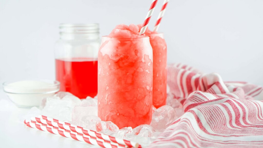 Head-on view of Hawaiian Punch Slushies.