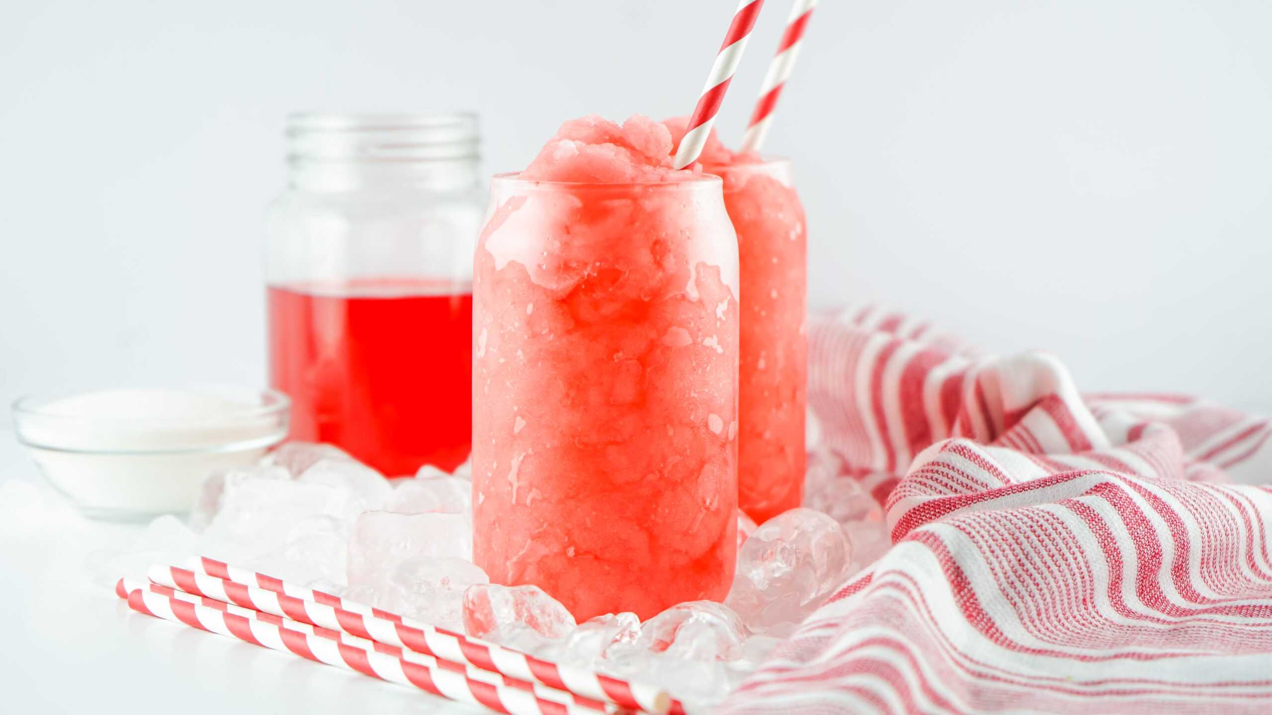 Head-on view of Hawaiian Punch Slushies.