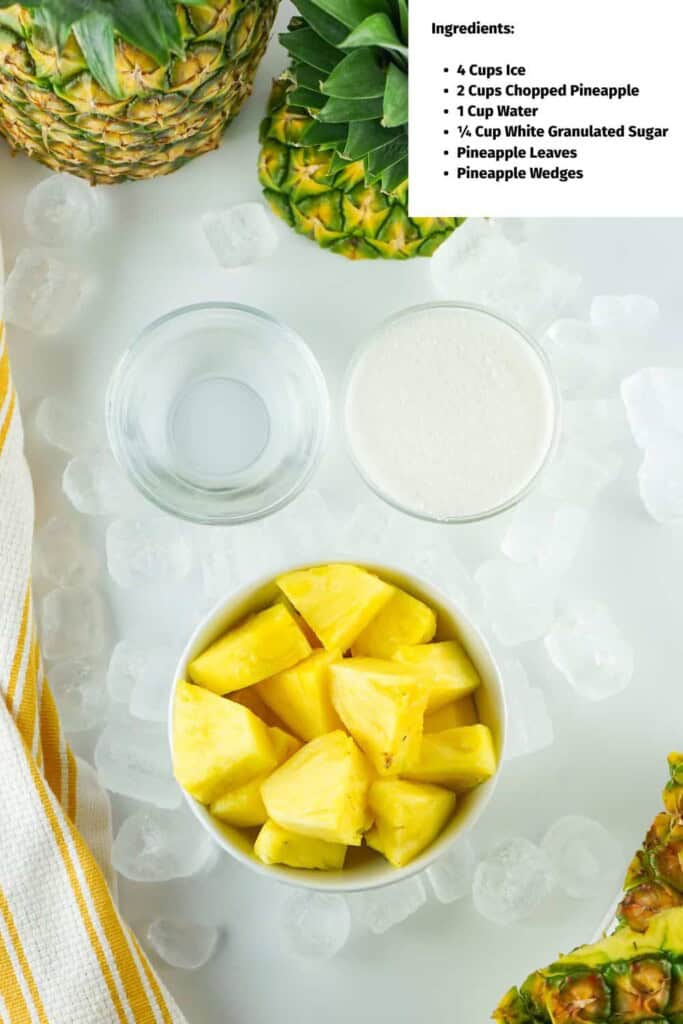 Over head view of ingredients for Pineapple Agua Fresca.