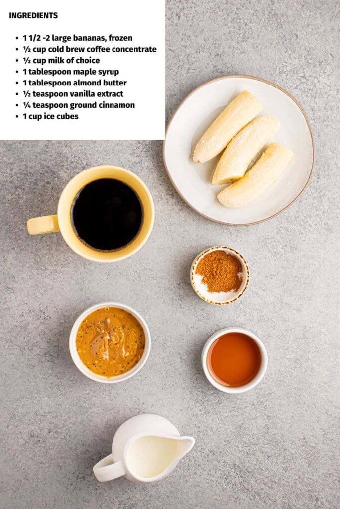 Overhead view of Coffee Banana Ingredients.