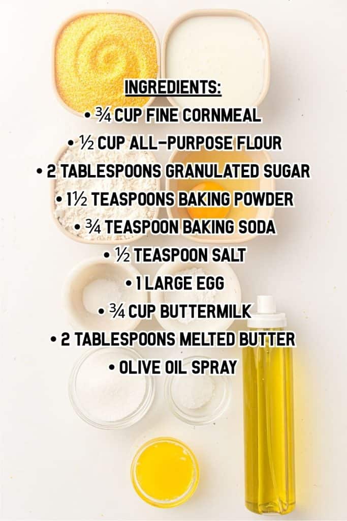 Overhead view of Cornbread Muffin Ingredients.
