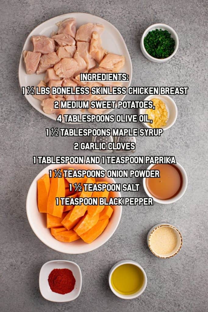Sweet Potato and Chicken Bake Ingredients.