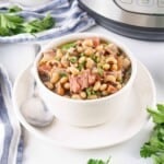 Instant Pot Black Eyed Peas in a white bowl.