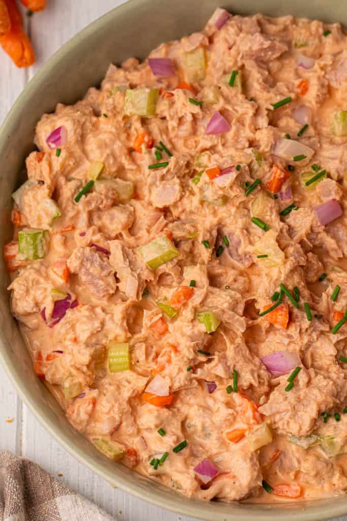 Overhead closeup of Buffalo tuna salad.