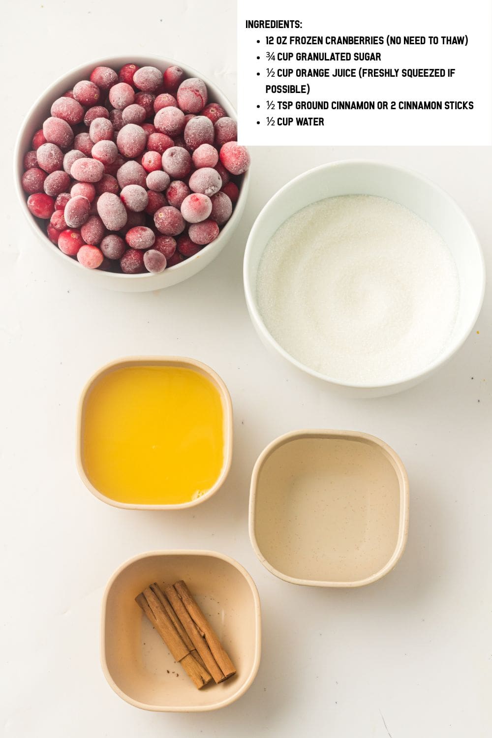 Overhead view of Instant Pot Cranberry Sauce Ingredients.