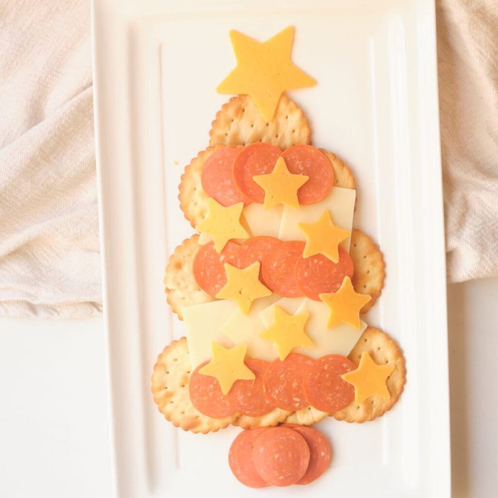 Cheese and pepperoni cracker tree.
