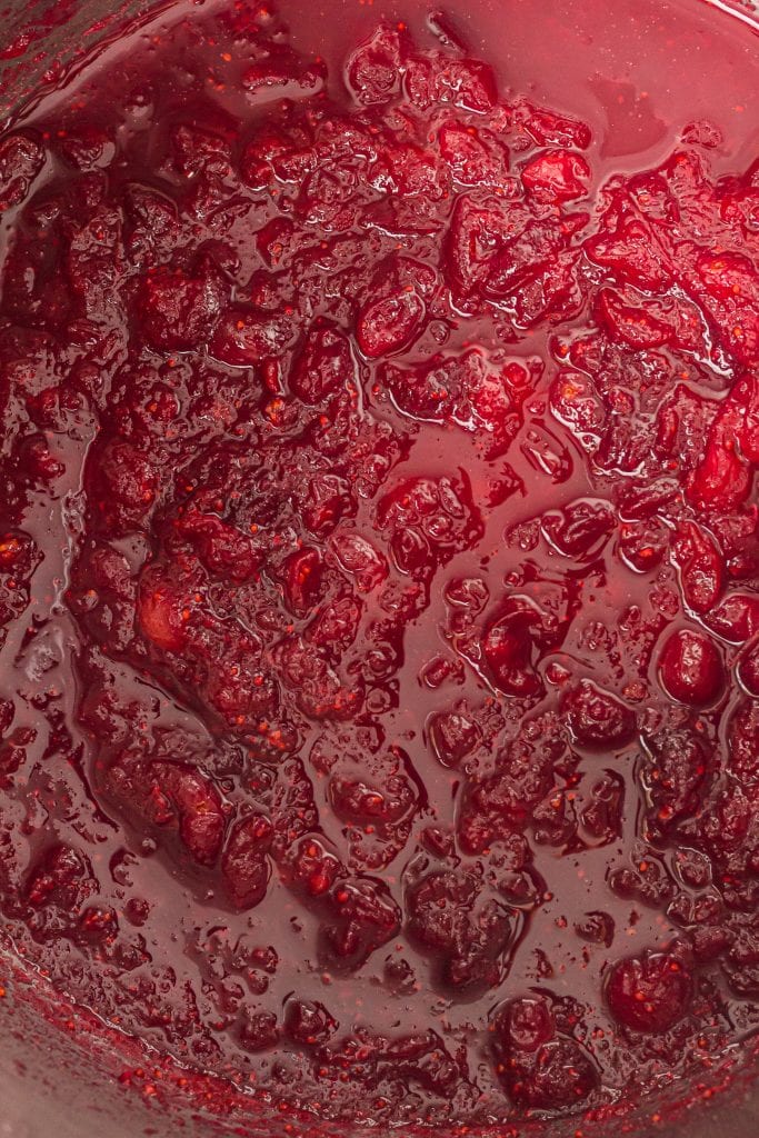 Cranberry sauce cooked in Instant Pot.