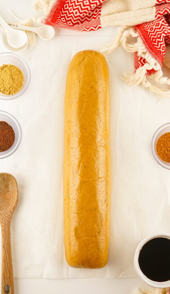 Overhead view of gingersnap cookie dough.