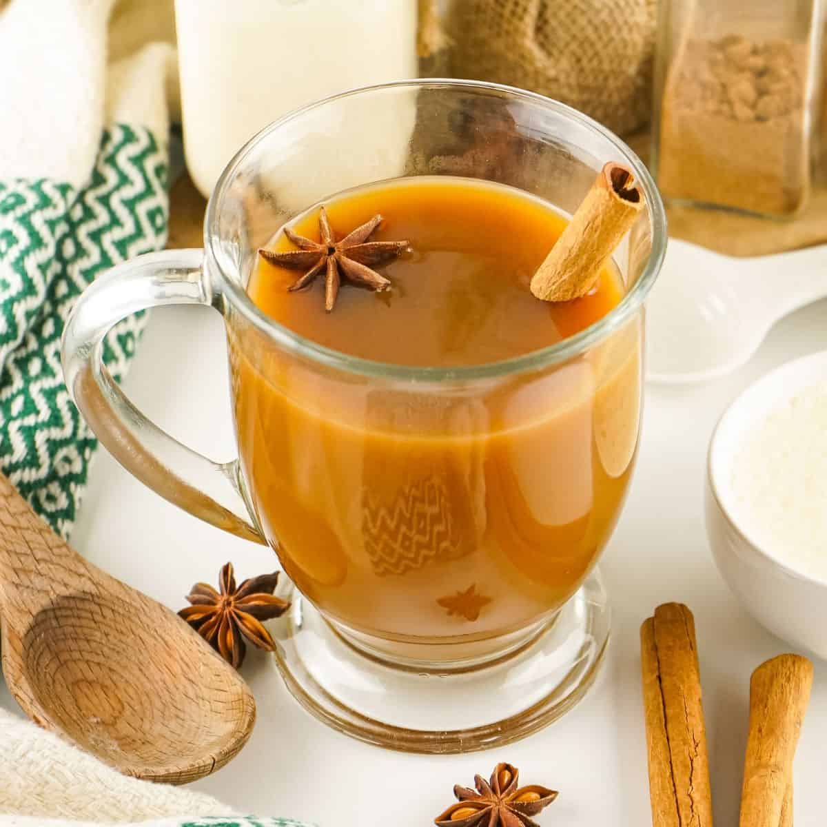 Coffee with eggnog creamer.