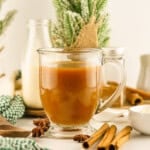 Coffee with eggnog creamer.