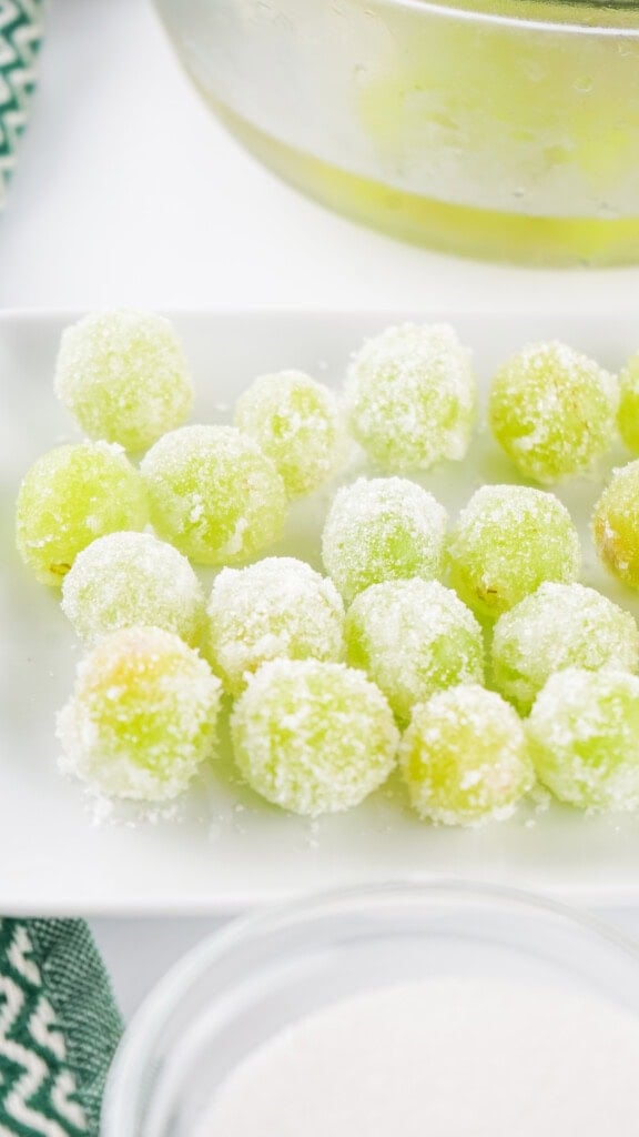 Frozen sugared grapes.