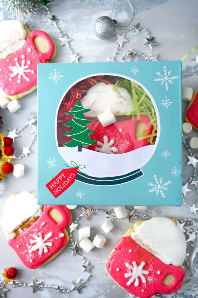 Hot cocoa mug cookies gift box.