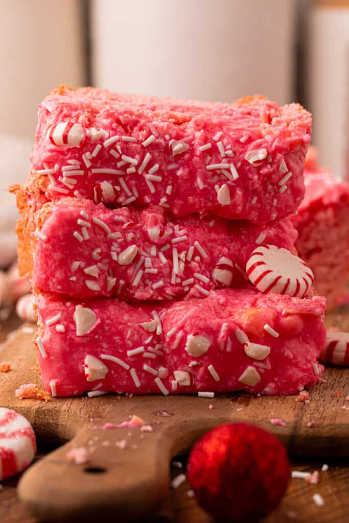 head-on photo of peppermint ice cream bread.