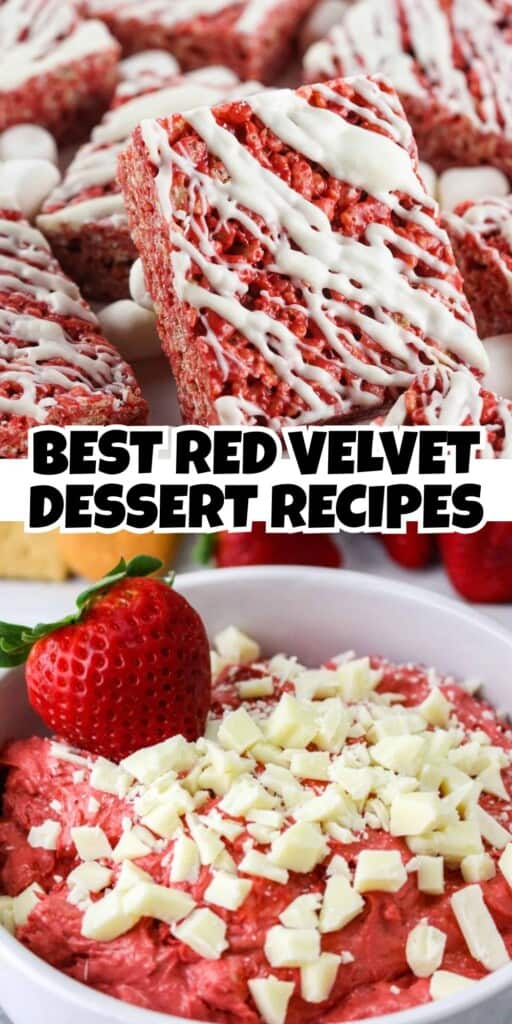 Best red velvet dessert recipes pin.