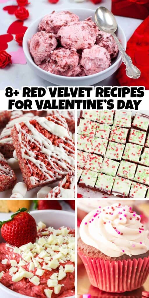 Best red velvet dessert recipes pin.