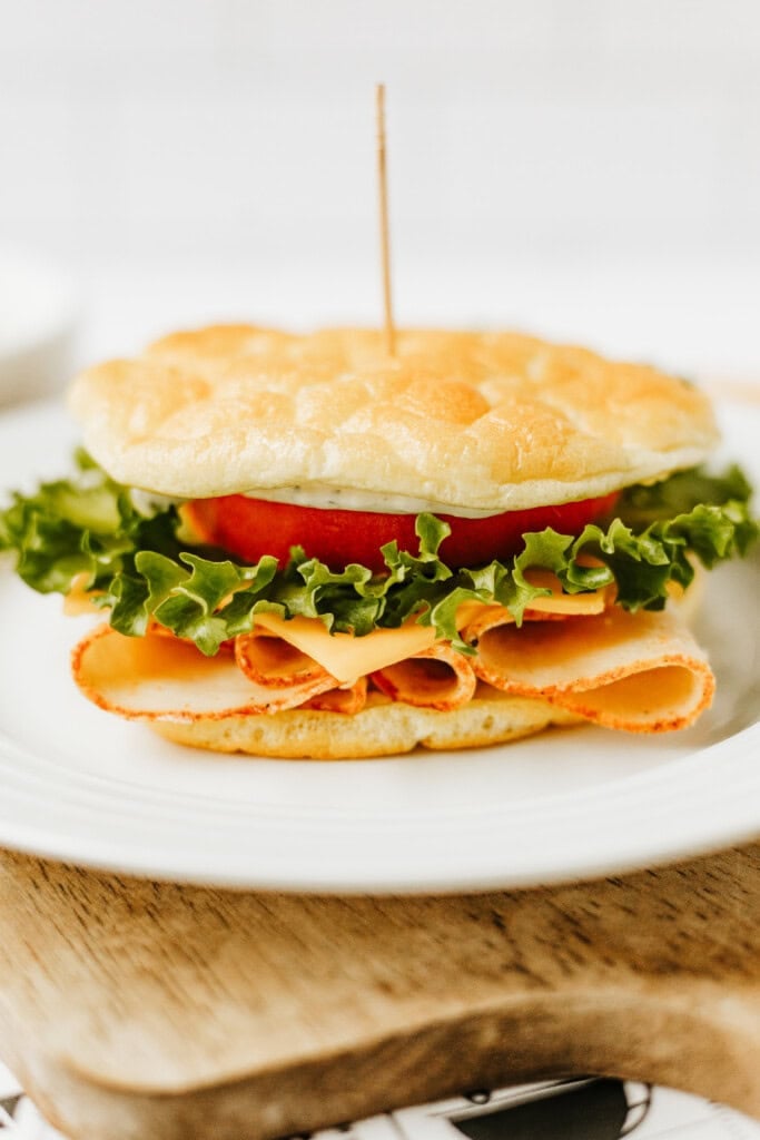 Cloud bread sandwich.