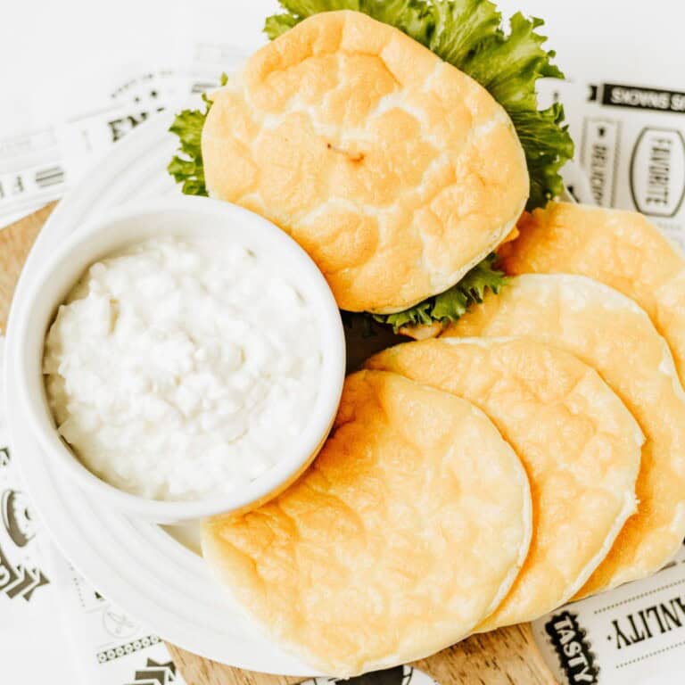 Overhead view of cottage cheese keto cloud bread.