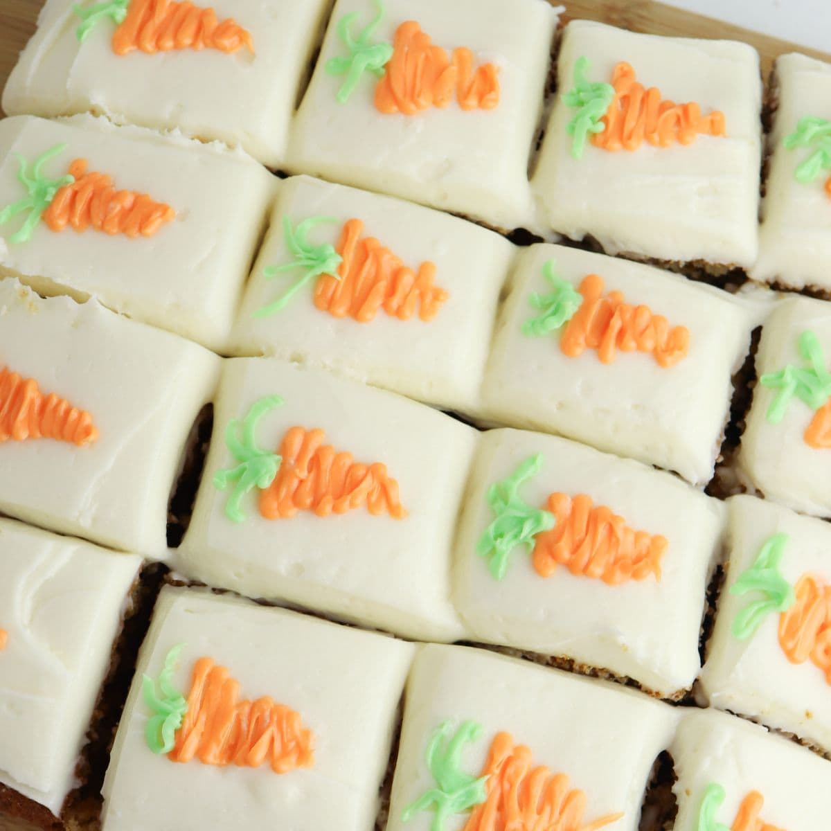 Overhead view of carrot cake bars.