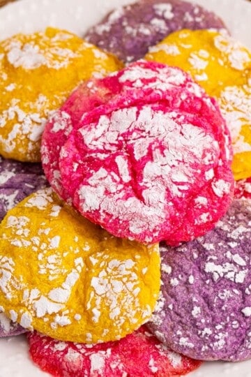 cake mix crinkle cookies overhead view