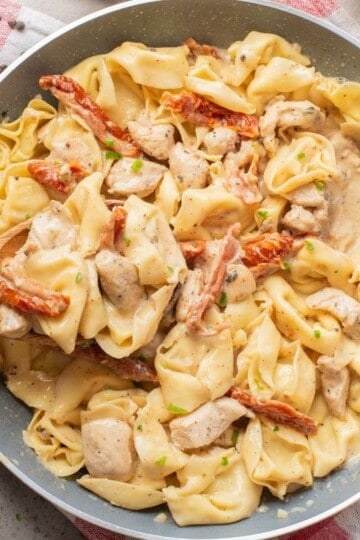 cheese tortellini chicken skillet featured image.