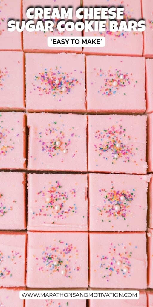 cream cheese sugar cookie bars sliced