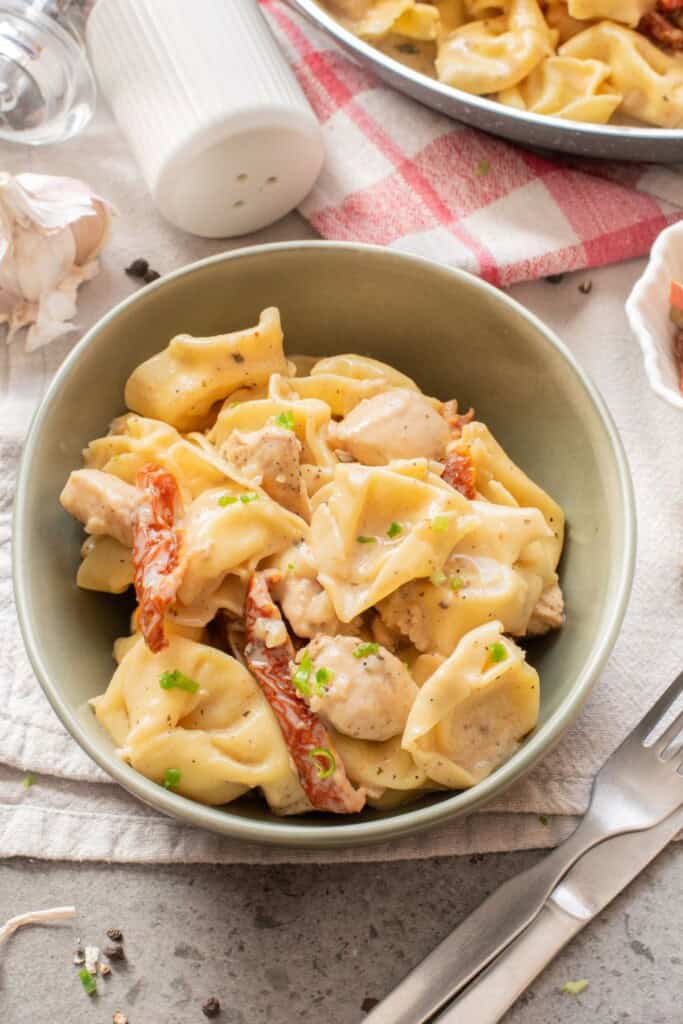 marry me chicken tortellini in a bowl.