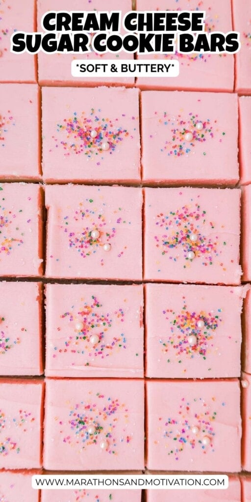 cream cheese sugar cookie bars sliced