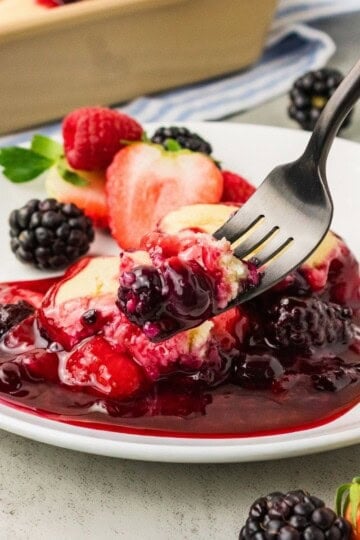 Easy vegan gluten free berry cobbler with mixed summer berries