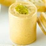 Jar of homemade Big Mac sauce topped with pickle relish