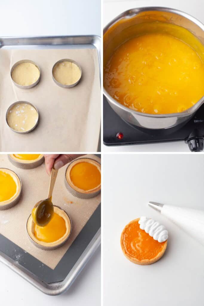 overhead view of process for making mini lemon meringue tarts