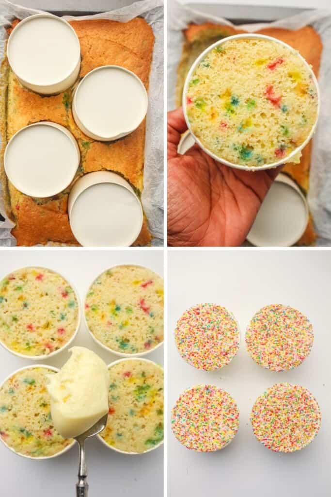 overhead view of TikTok dot cake process shots