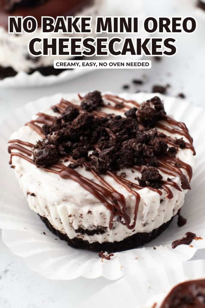 No bake mini Oreo cheesecakes with chocolate ganache drizzle