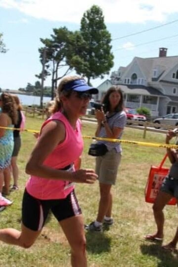 tri for a cure finish photo bloody knee
