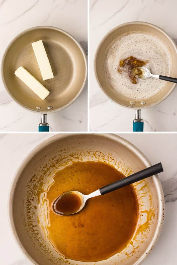 Overhead view of browning butter